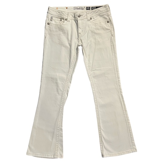 Miss Me Jeans Womens 31 White Boot Bootcut Flap Pocket Low Rise Denim - Picture 2 of 7